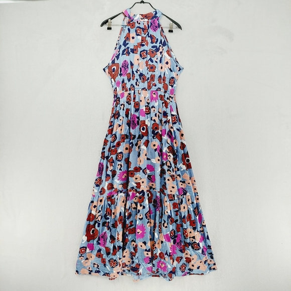 New Cleobella Iman Waterlily Blue Purple Floral Ankle Dress P3783 - Picture 2 of 9